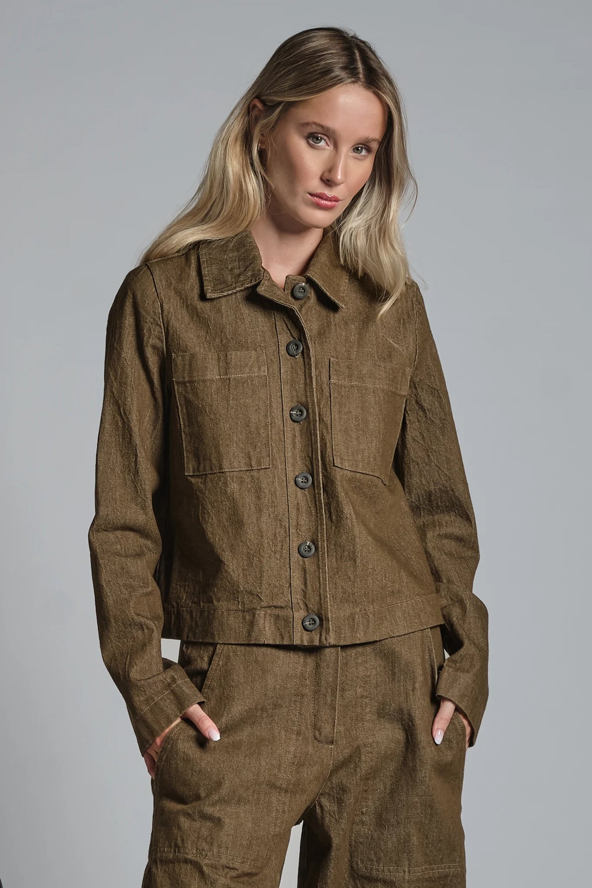 JASH JACKET IN TWILL STRETCH BROWN