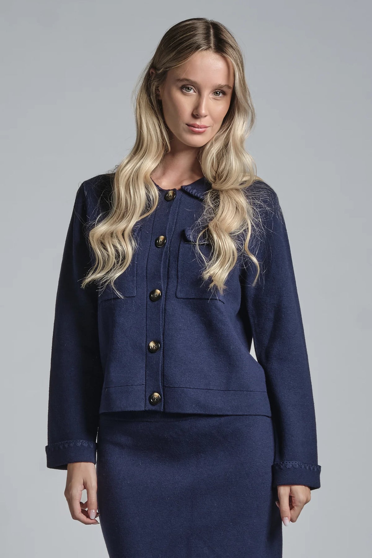 IMPURE GALET CARDIGAN IN MIX WOOL NAVY