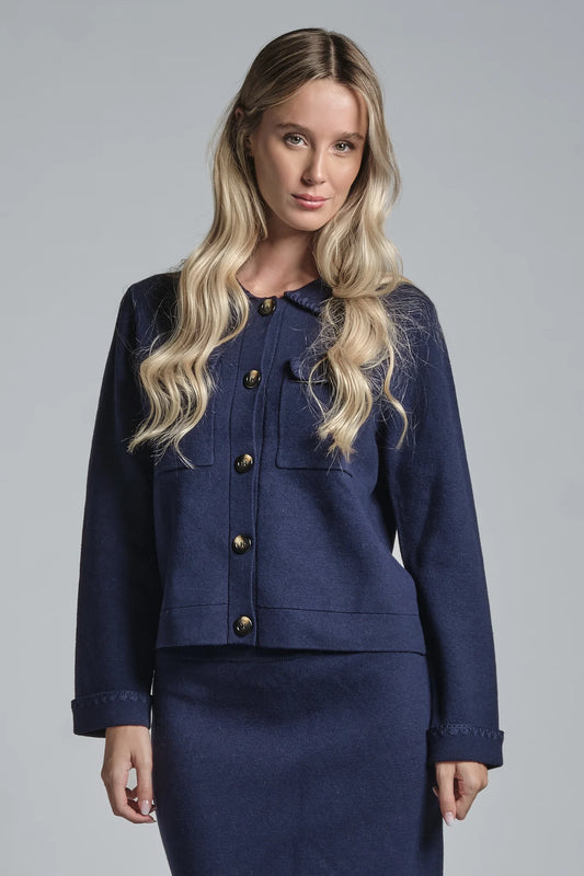 IMPURE GALET CARDIGAN IN MIX WOOL NAVY