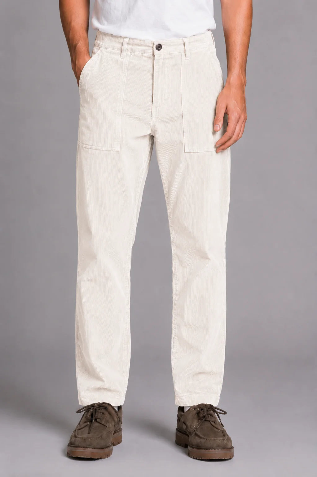 IMPURE PANTALONE FATIGUE OFF WHITE IN CORDUROY