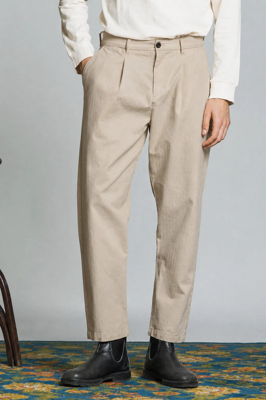 IMPURE PANTALONE KYSON PINCES LUNGA IN HERRIGBONE BEIGE