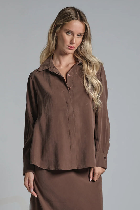 IMPURE MYRA CAMICIA IN MODAL CHOCCOLATE