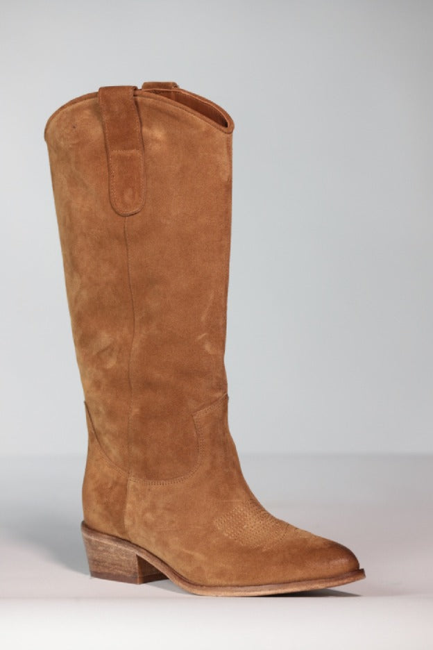 CURIOSITE' "ALESSIA" STIVALE TEXANO IN CAMOSCIO WHISKEY
