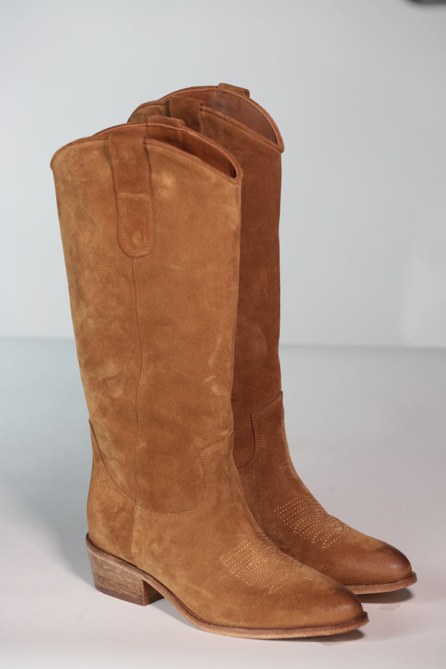 CURIOSITE' "ALESSIA" STIVALE TEXANO IN CAMOSCIO WHISKEY