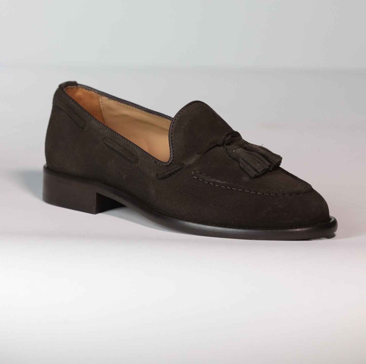 ANTICA CUOIERIA  MOCASSINO CON NAPPINE IN  SUEDE TESTA DI MORO