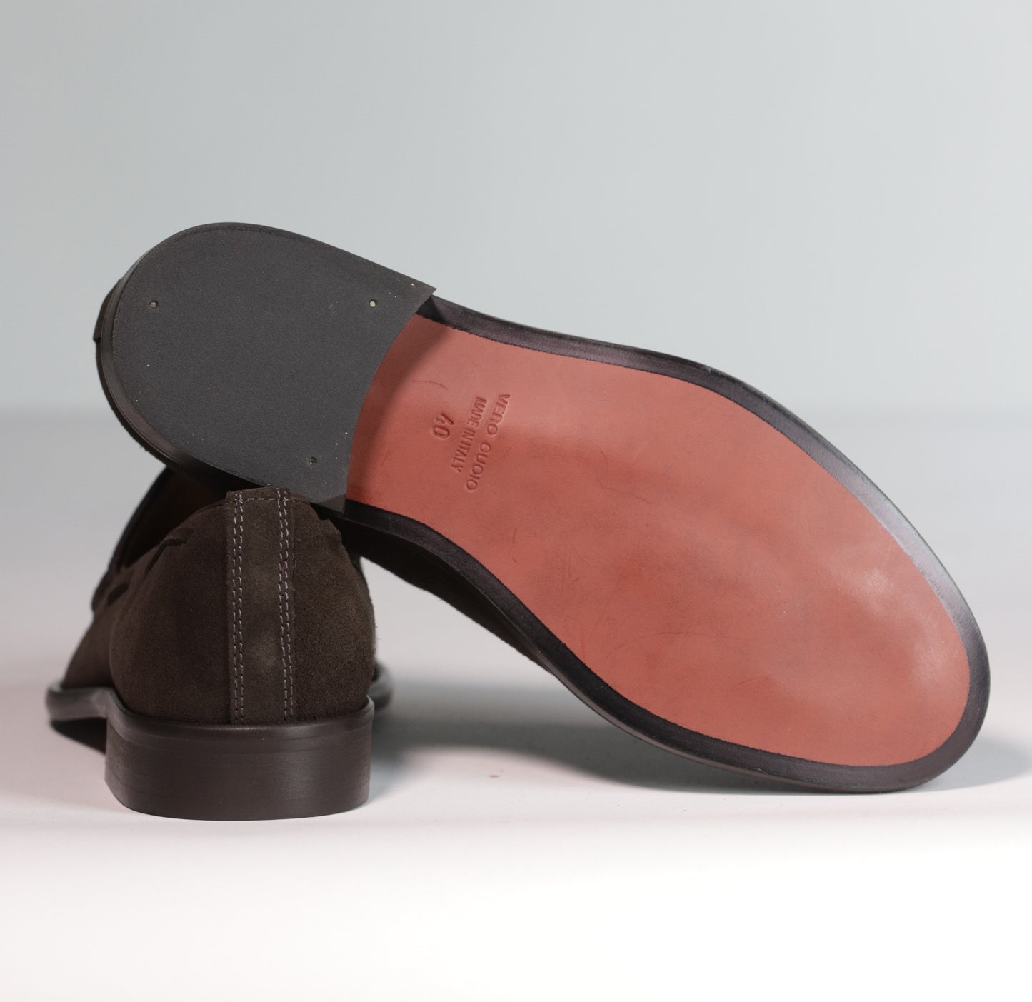 ANTICA CUOIERIA  MOCASSINO CON NAPPINE IN  SUEDE TESTA DI MORO