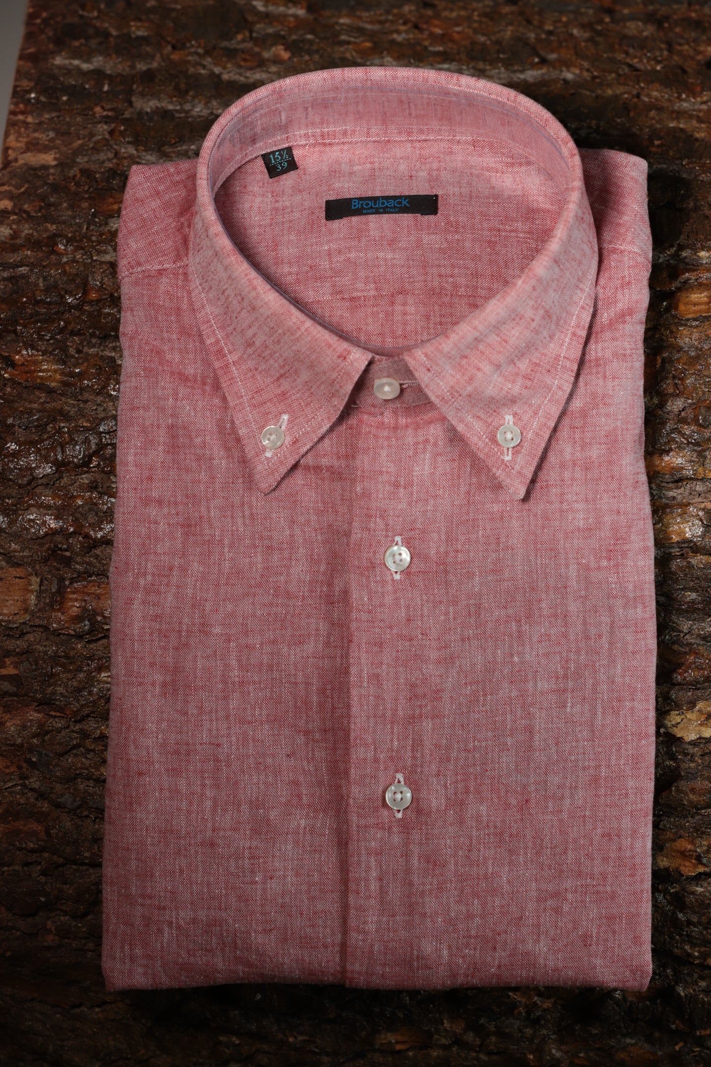 CAMICIA BROUBACK IN LINO SALMONE