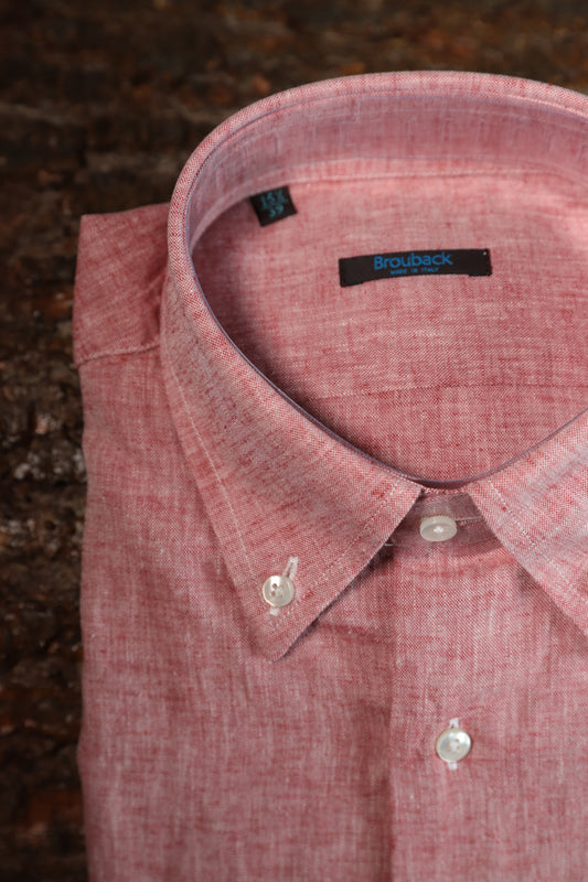 CAMICIA BROUBACK IN LINO SALMONE