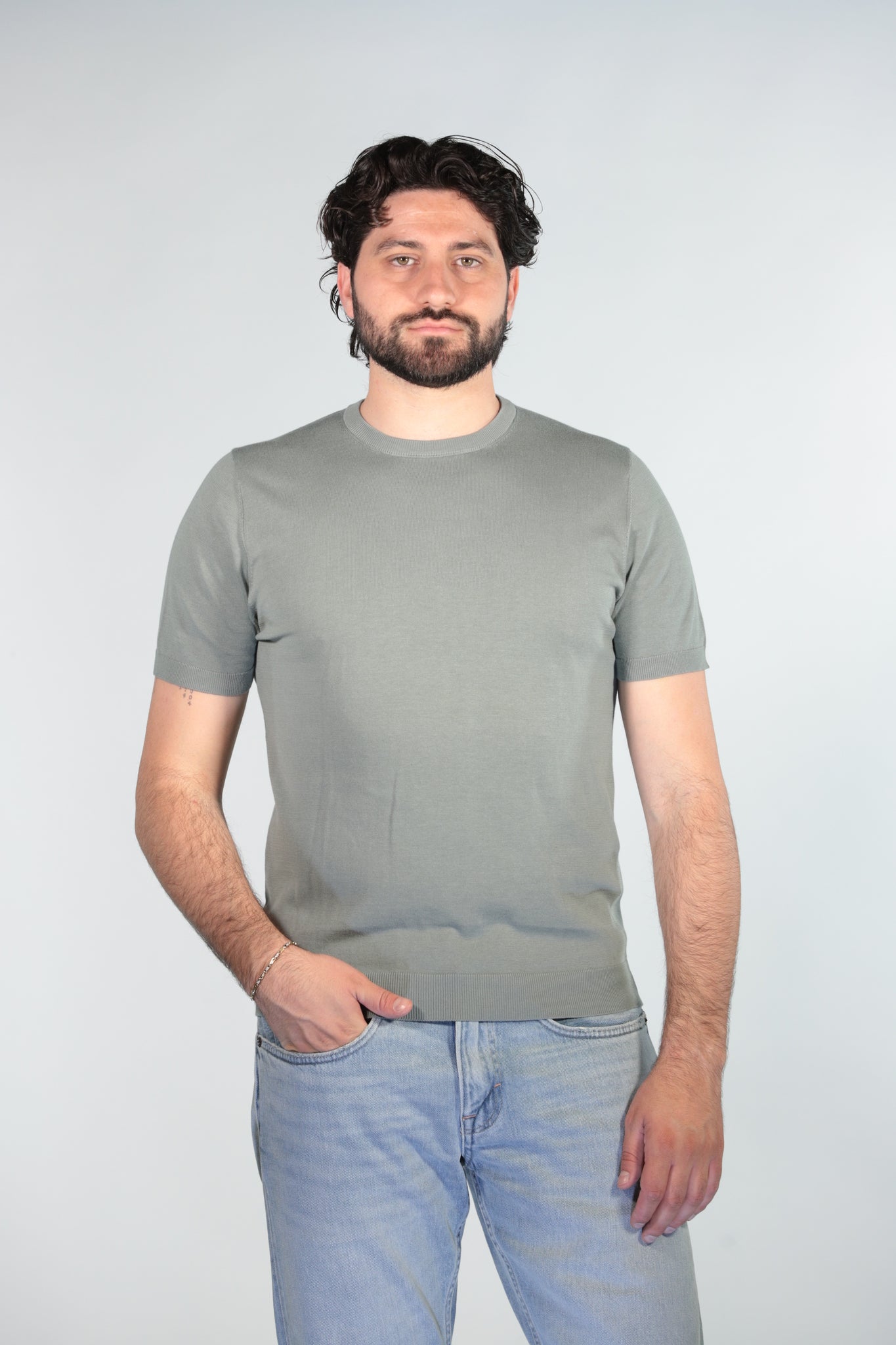 MALAGRIDA T-SHIRT IN FILO VERDE OLIVA