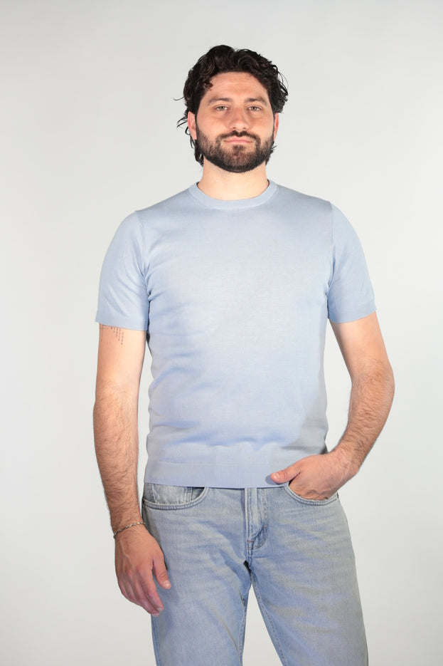 MALAGRIDA T-SHIRT IN FILO CELESTE