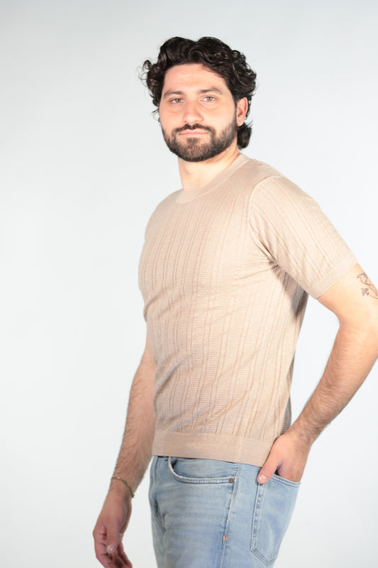 RETOIS T-SHIRT IN FILO TRAFORATA BEIGE