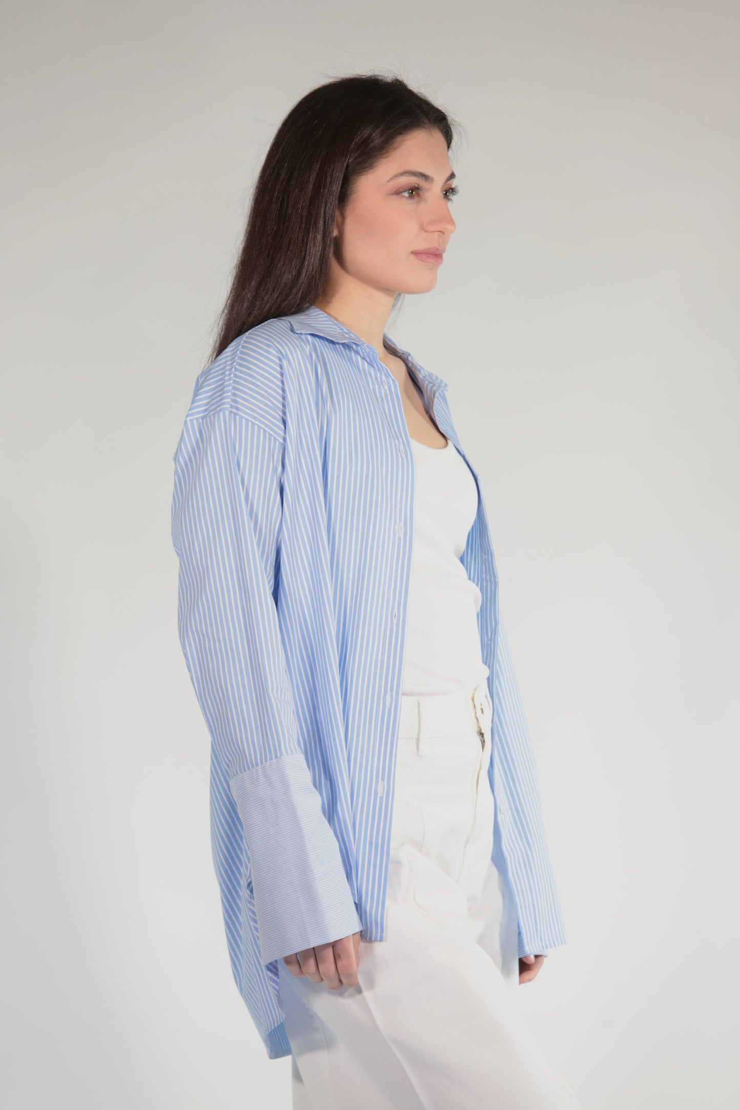 CAMI CAMICIA POPELINE A RIGHE SKY