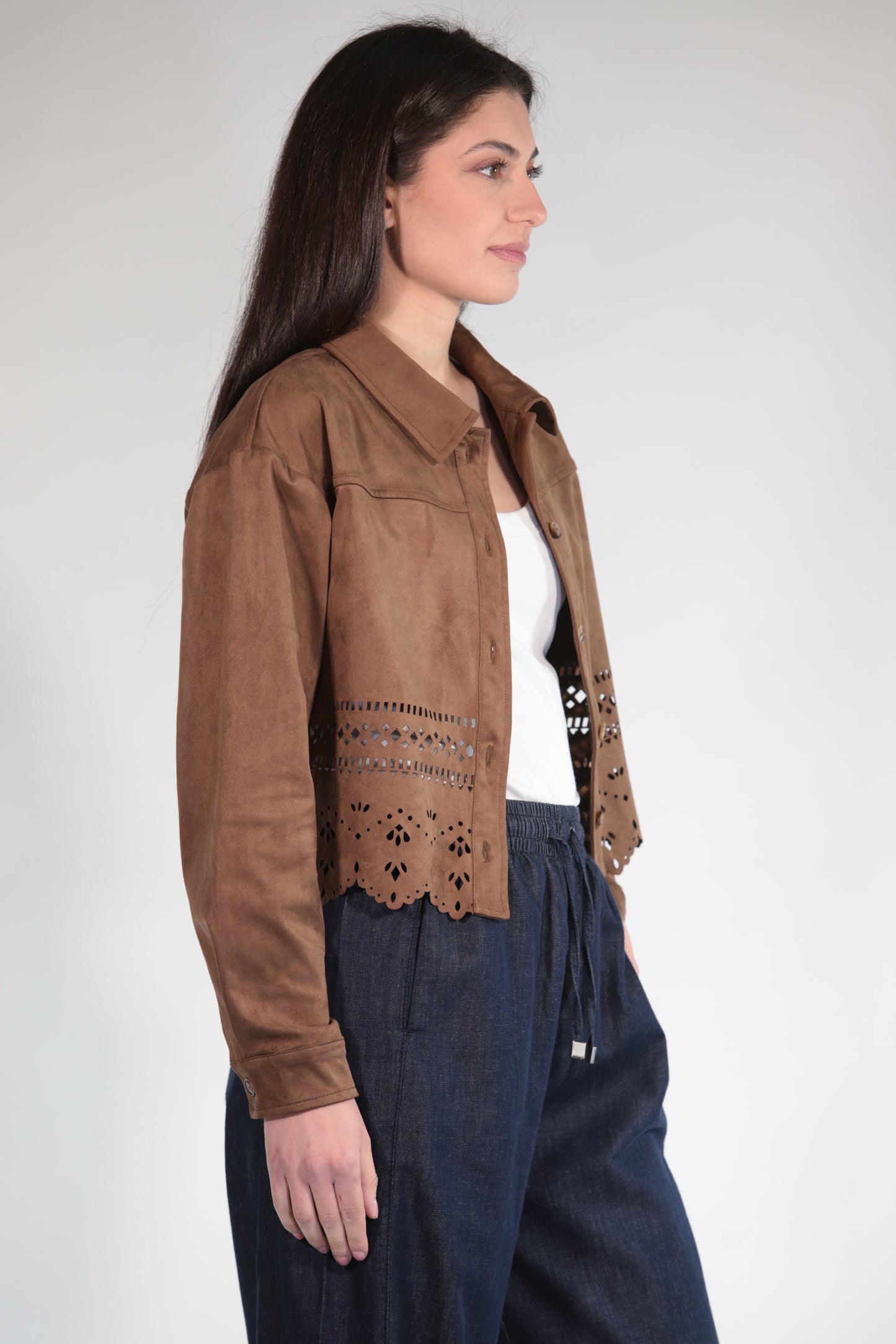 JACKET IN CAMOSCIO BROWN