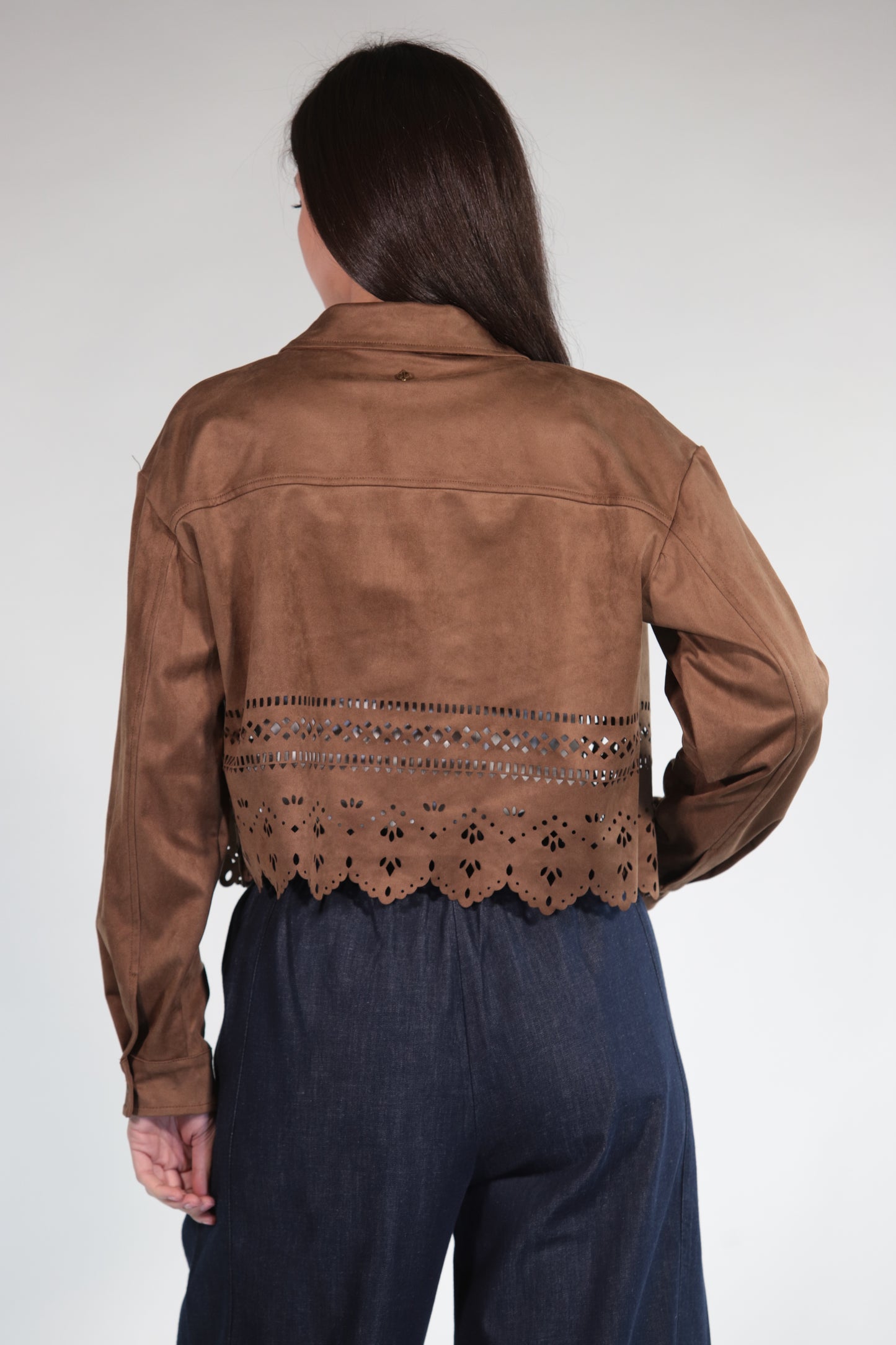 JACKET IN CAMOSCIO BROWN