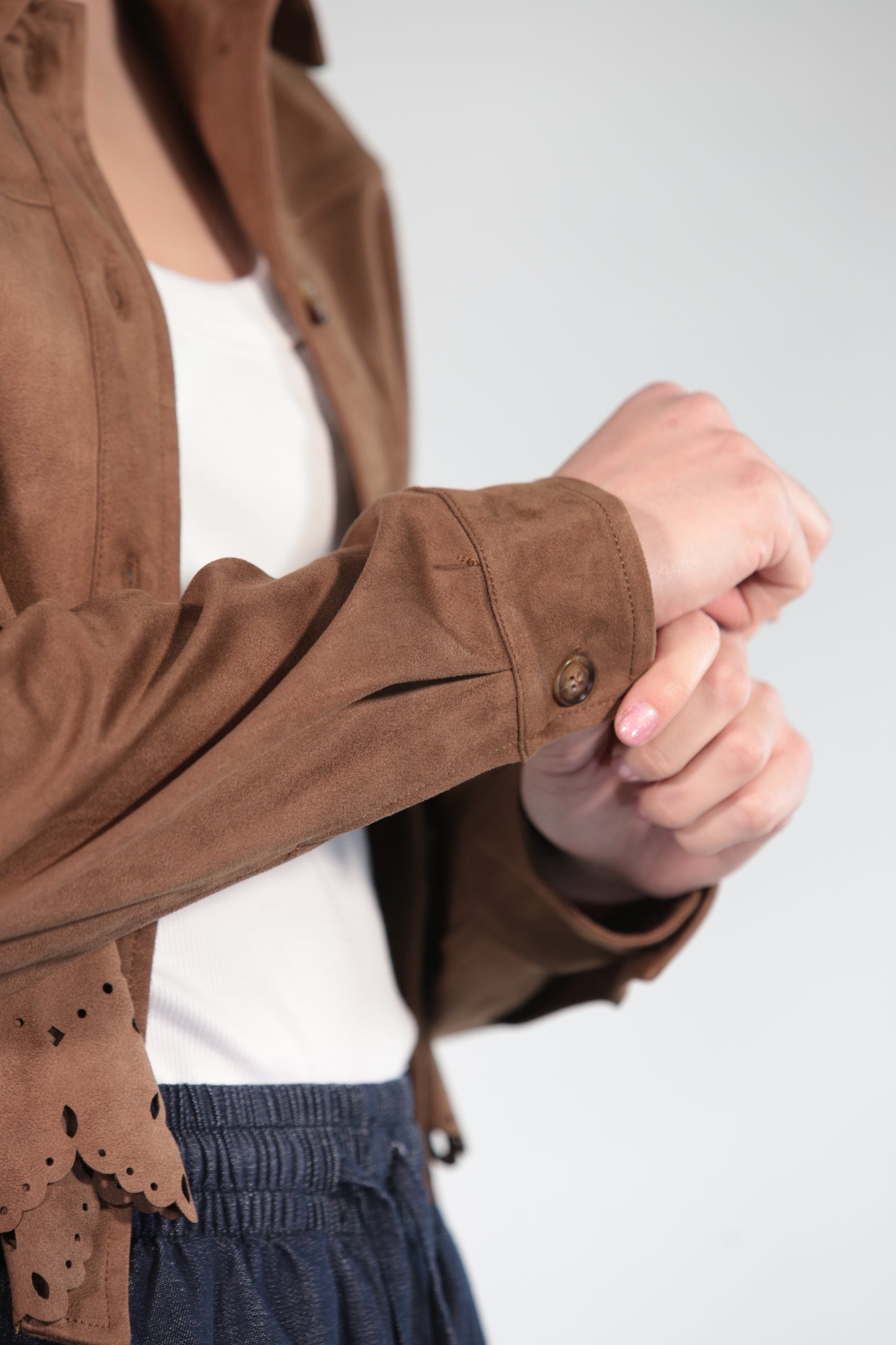 JACKET IN CAMOSCIO BROWN