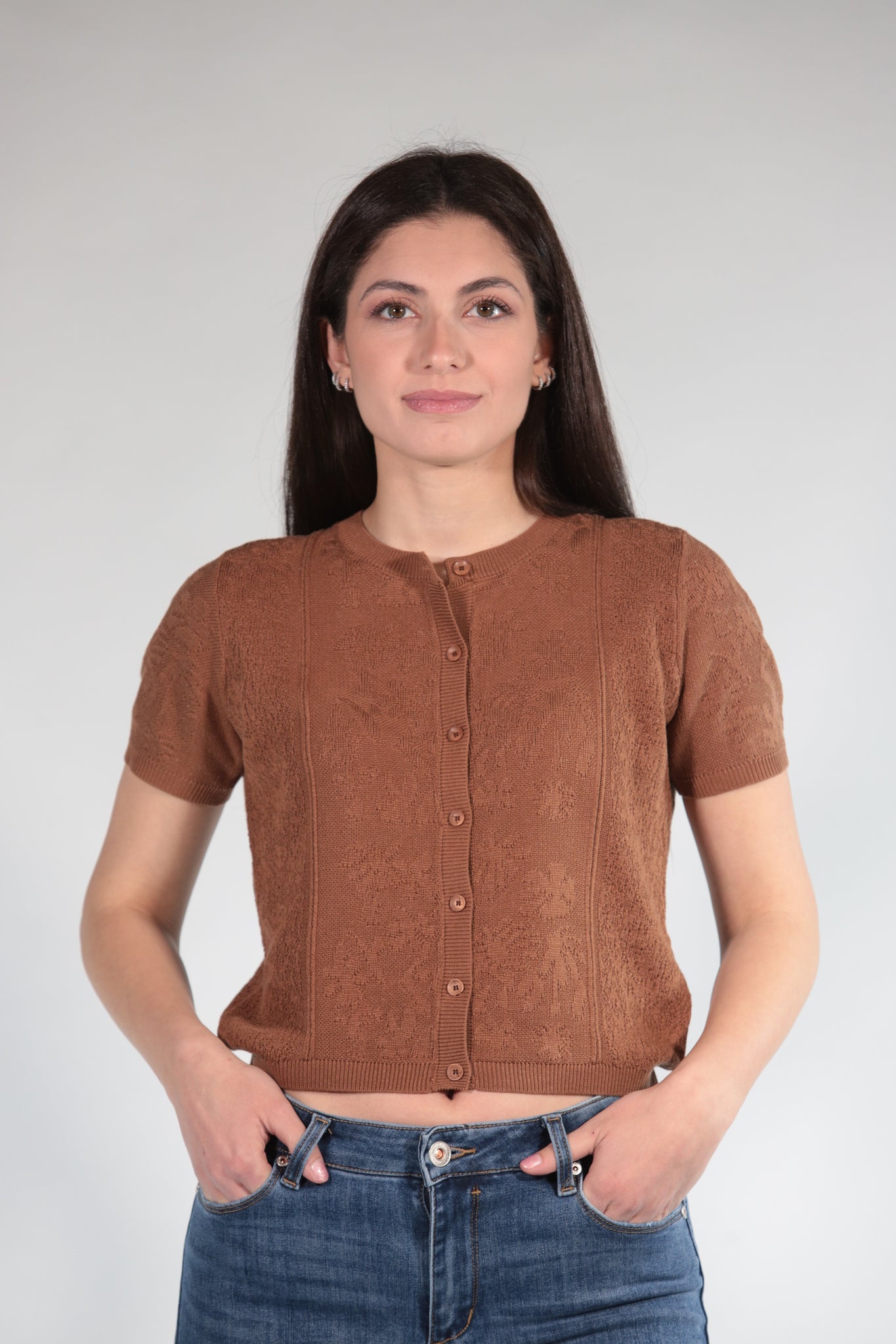 AMBRA CARDIGAN IN FILO BROWN