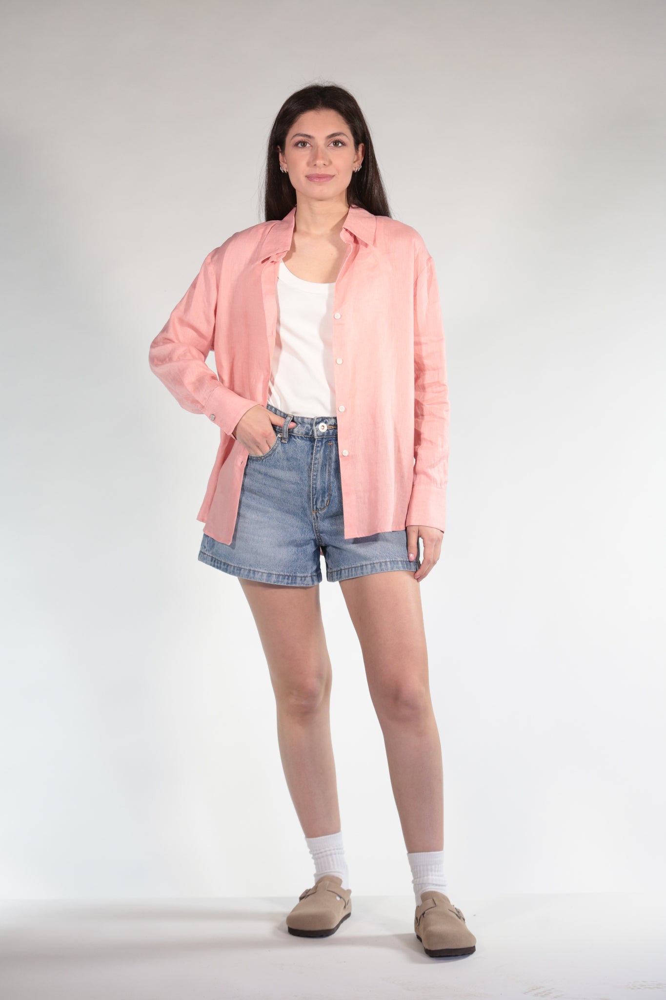 FEDE CAMICIA IN LINO PINK