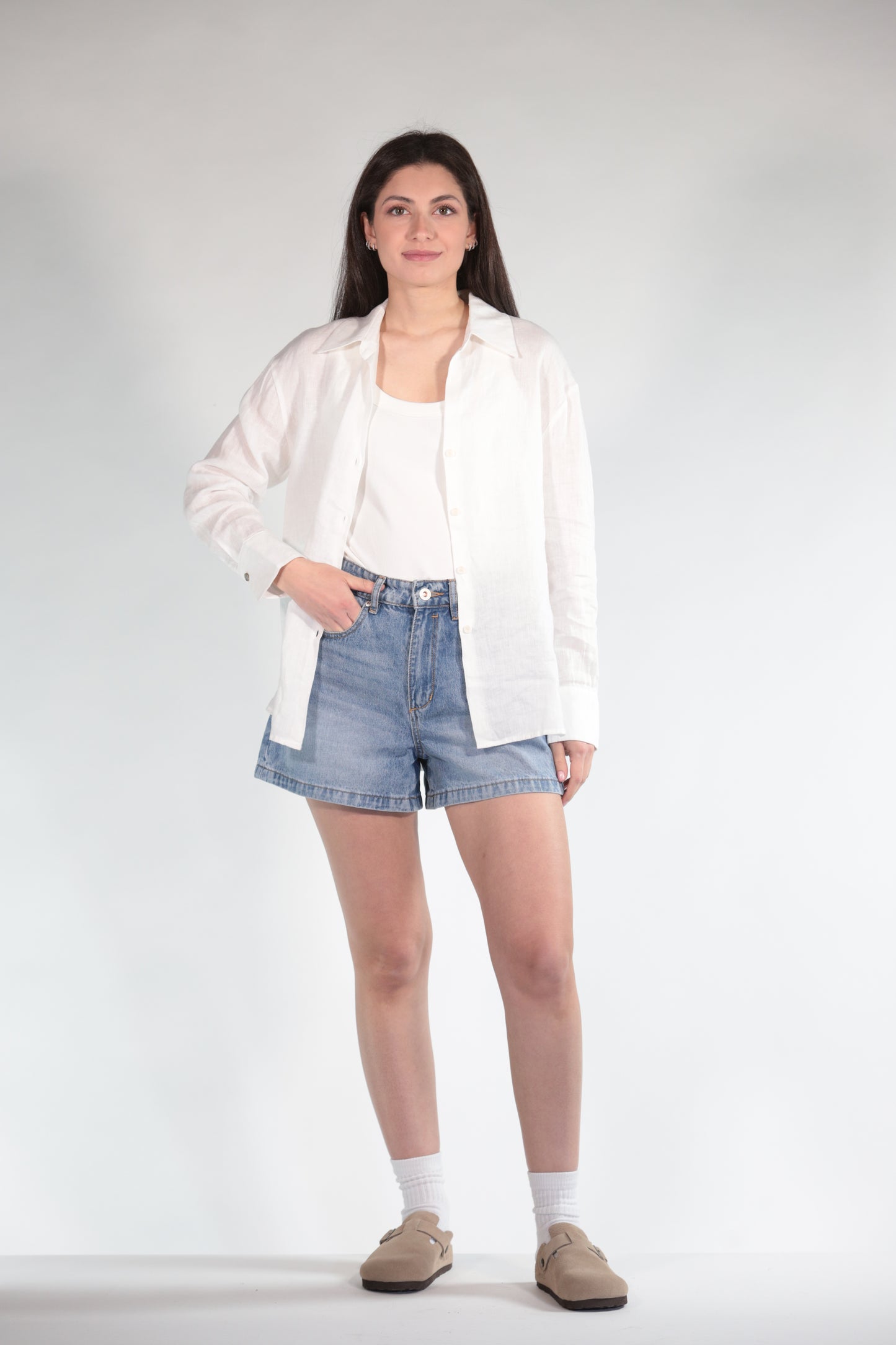 FEDE CAMICIA IN LINO WHITE