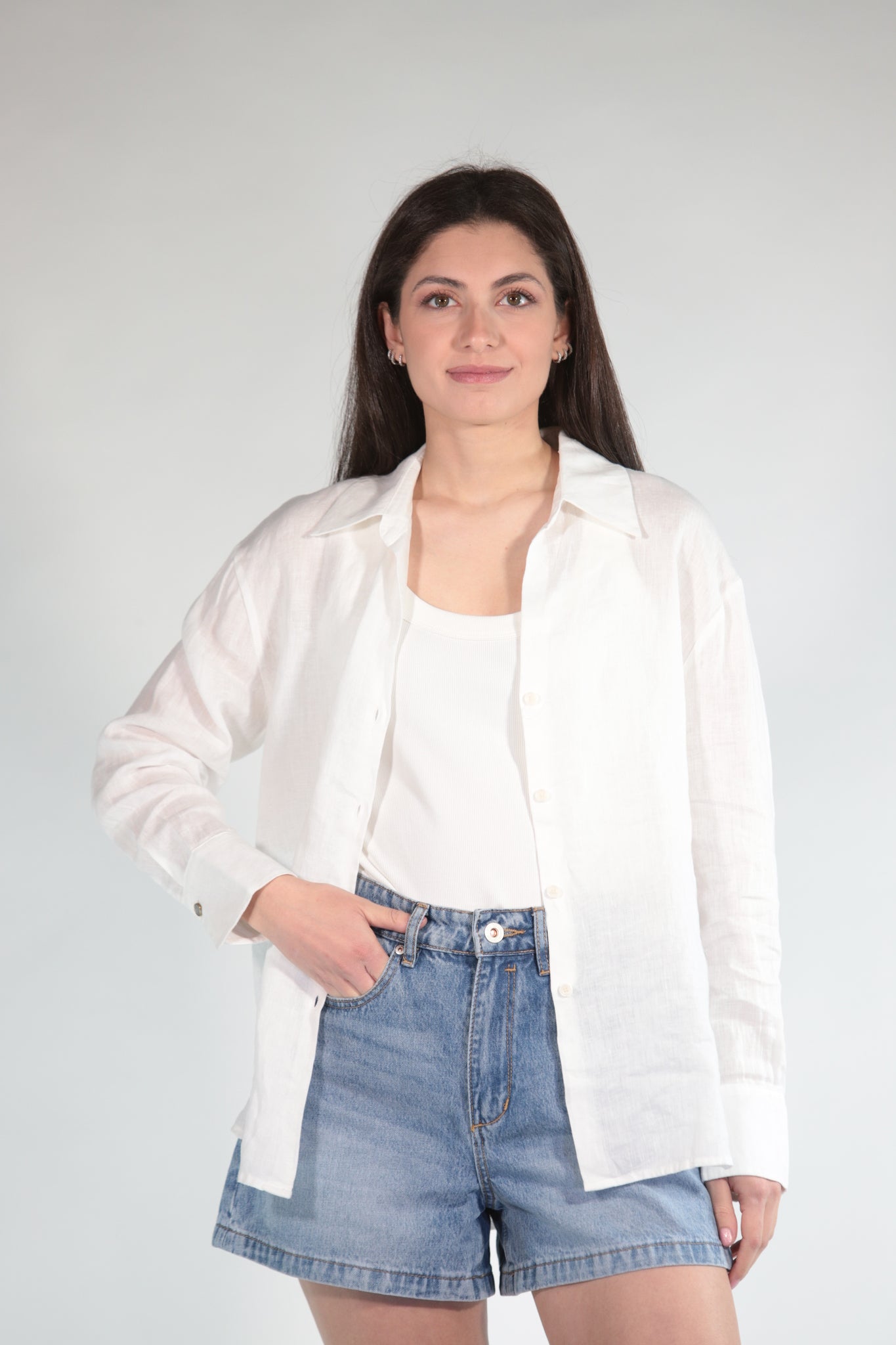 FEDE CAMICIA IN LINO WHITE