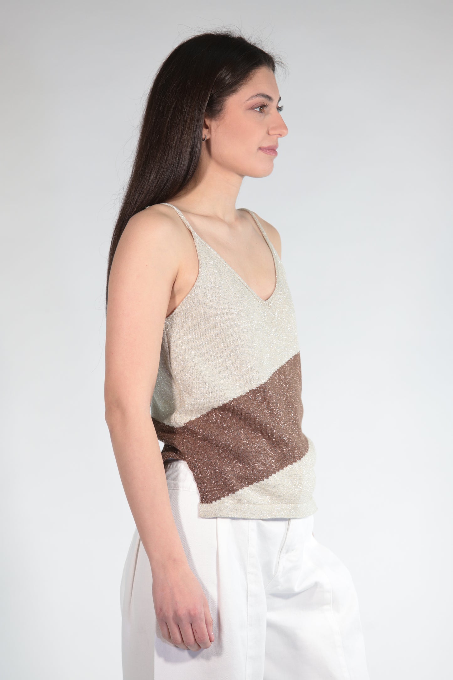 HELENA TOP IN LUREX BROWN