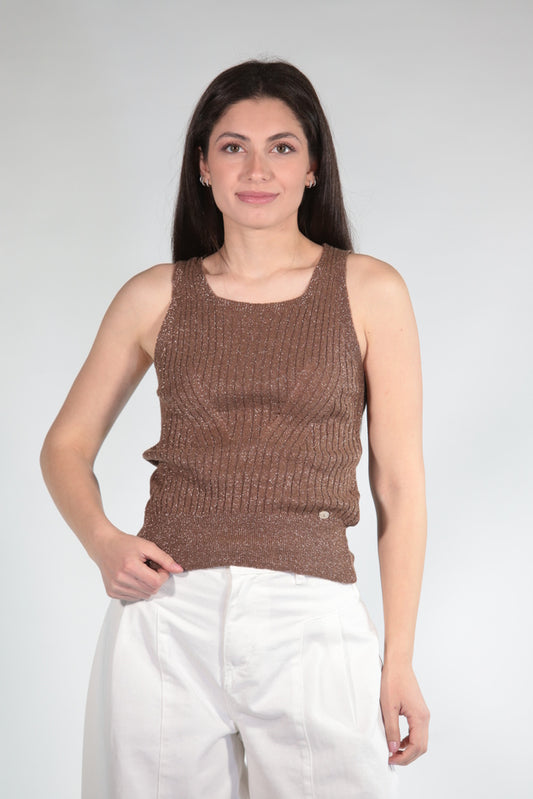MARIKA TOP IN LUREX BROWN