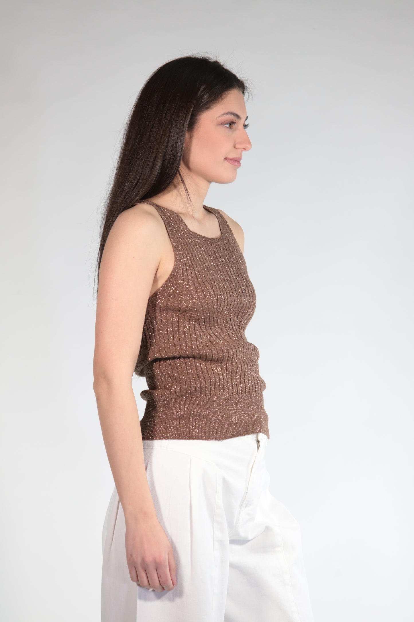 MARIKA TOP IN LUREX BROWN