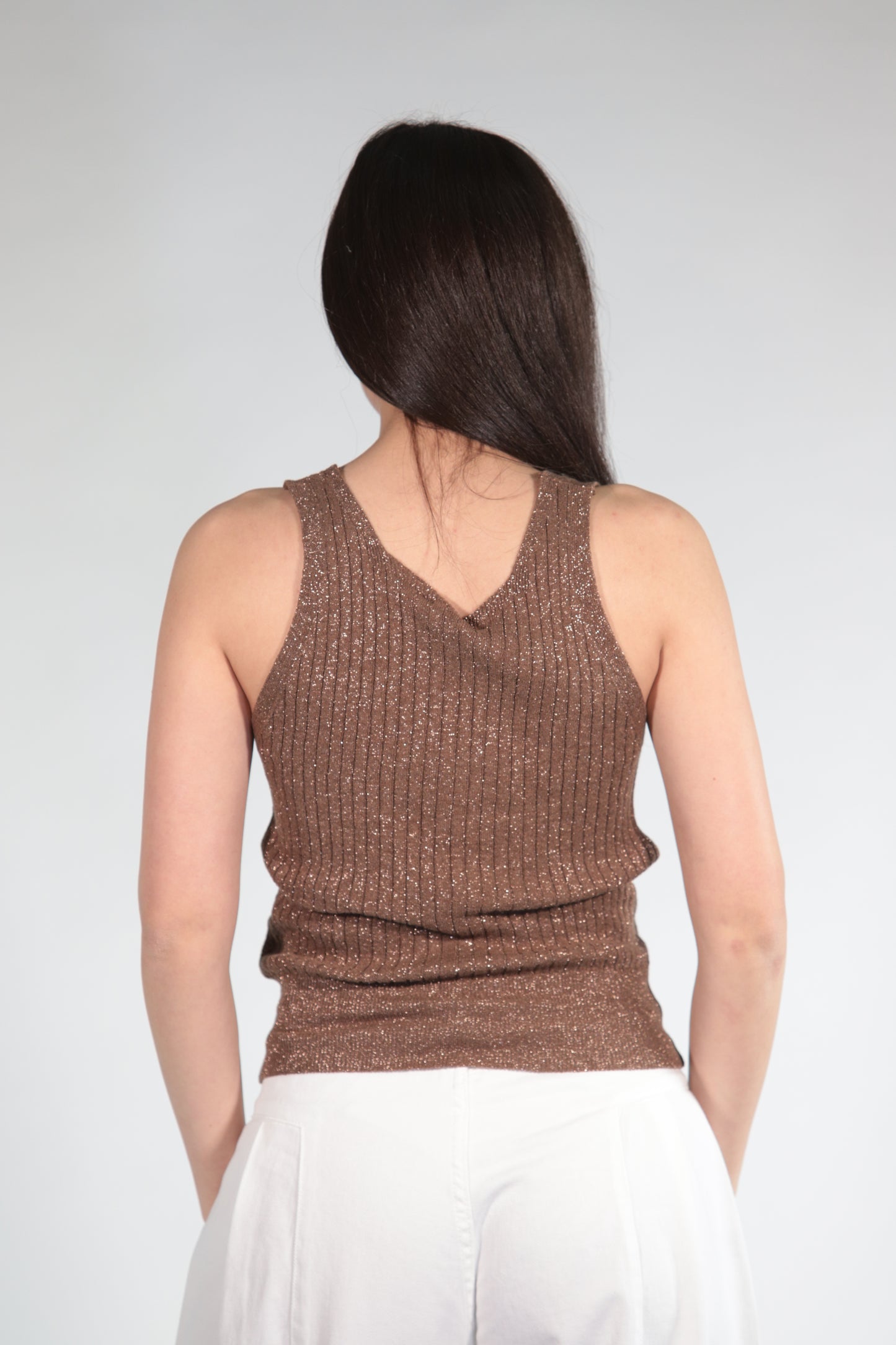 MARIKA TOP IN LUREX BROWN
