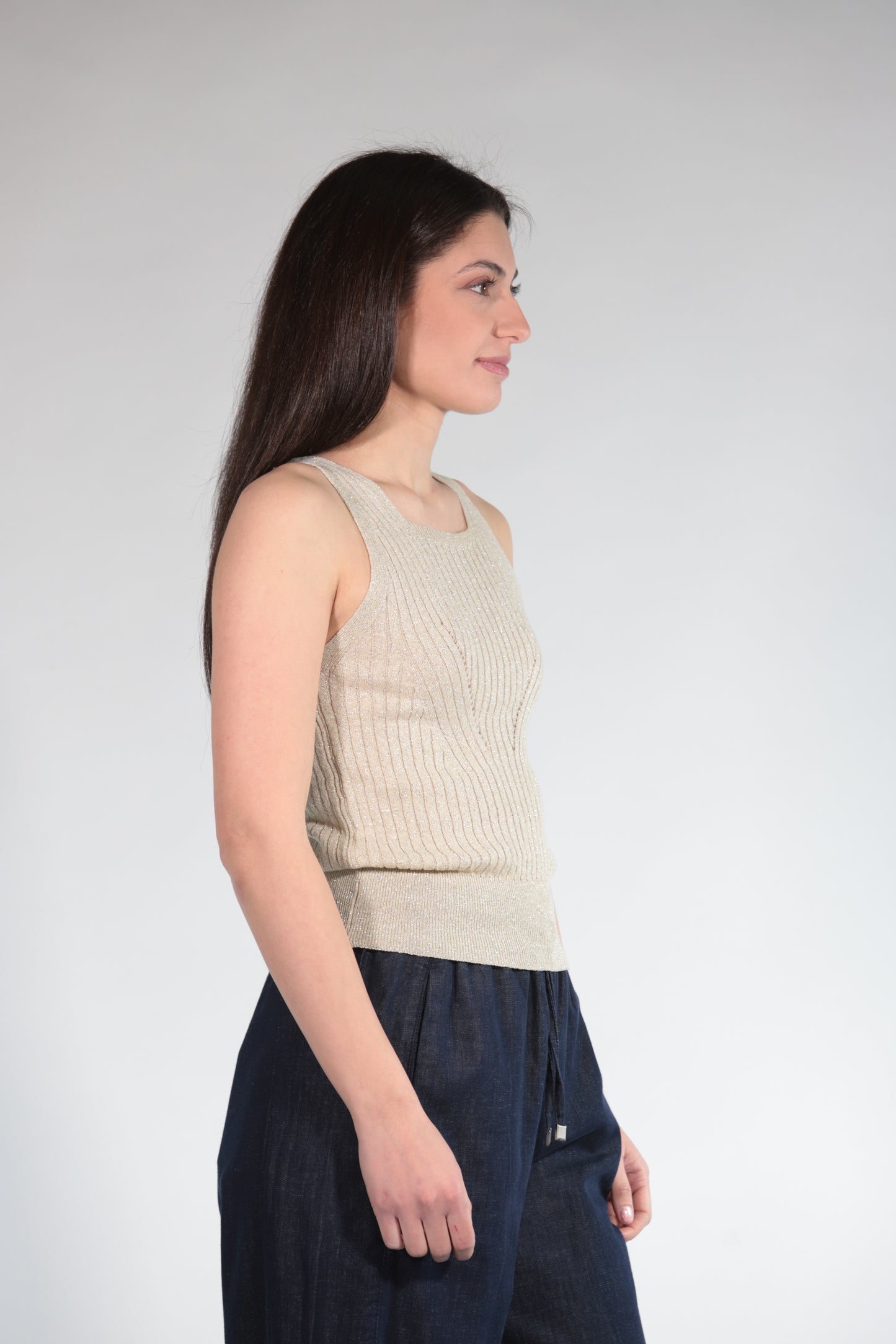 MARIKA TOP IN LUREX BEIGE