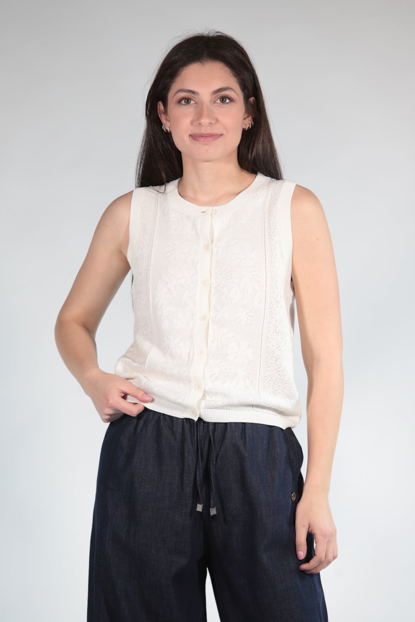 CLOUDE GILET IN MAGLIA WHITE