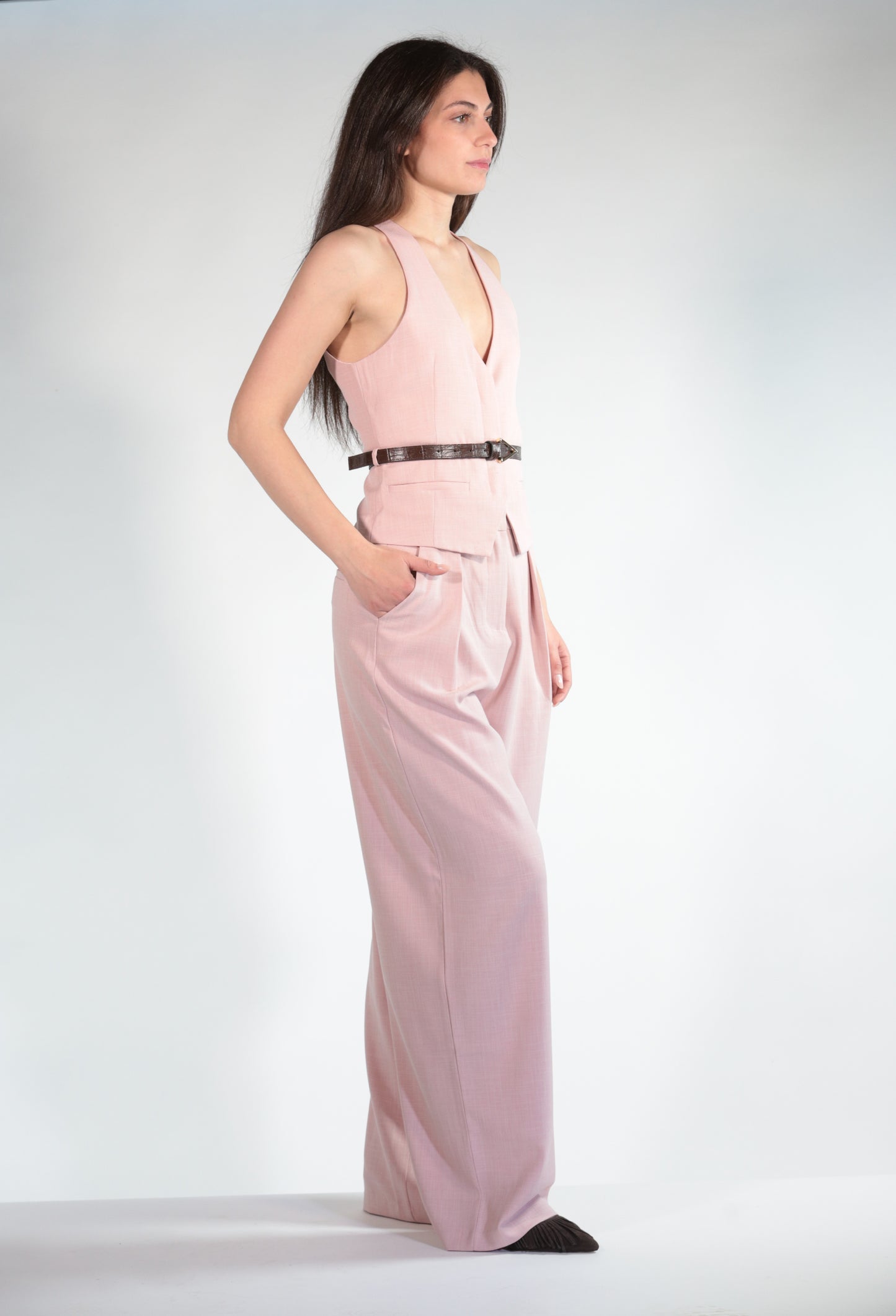 CLARISSA PANTALONE AMPIO CON PINCES PINK