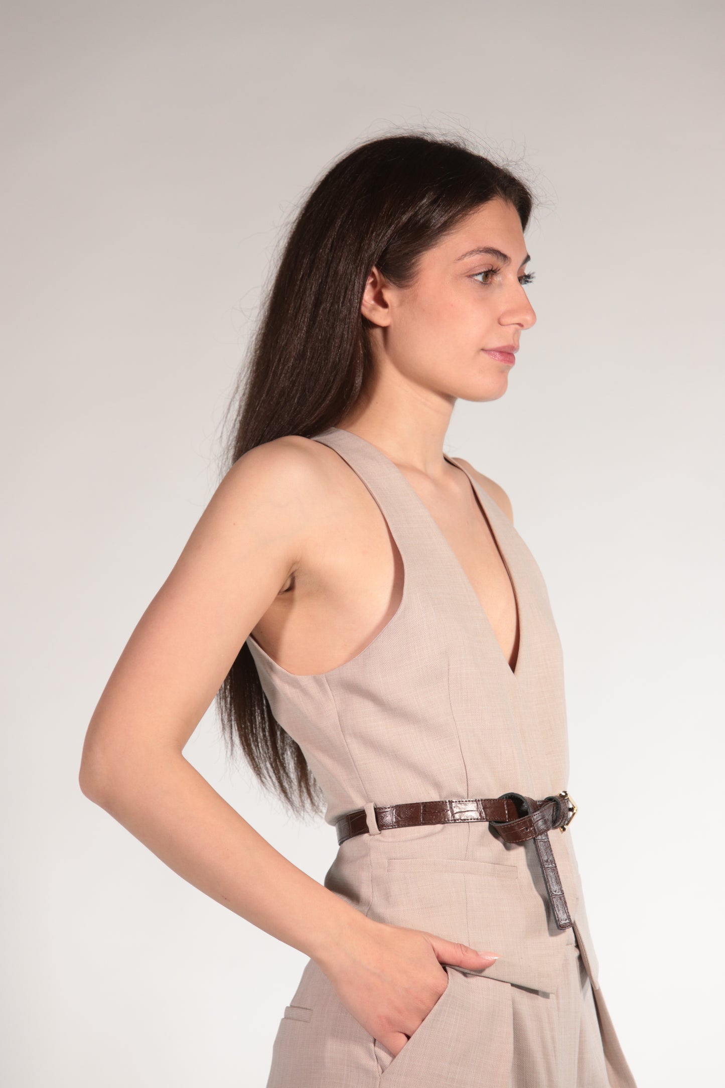GILET MONOPETTO BEIGE