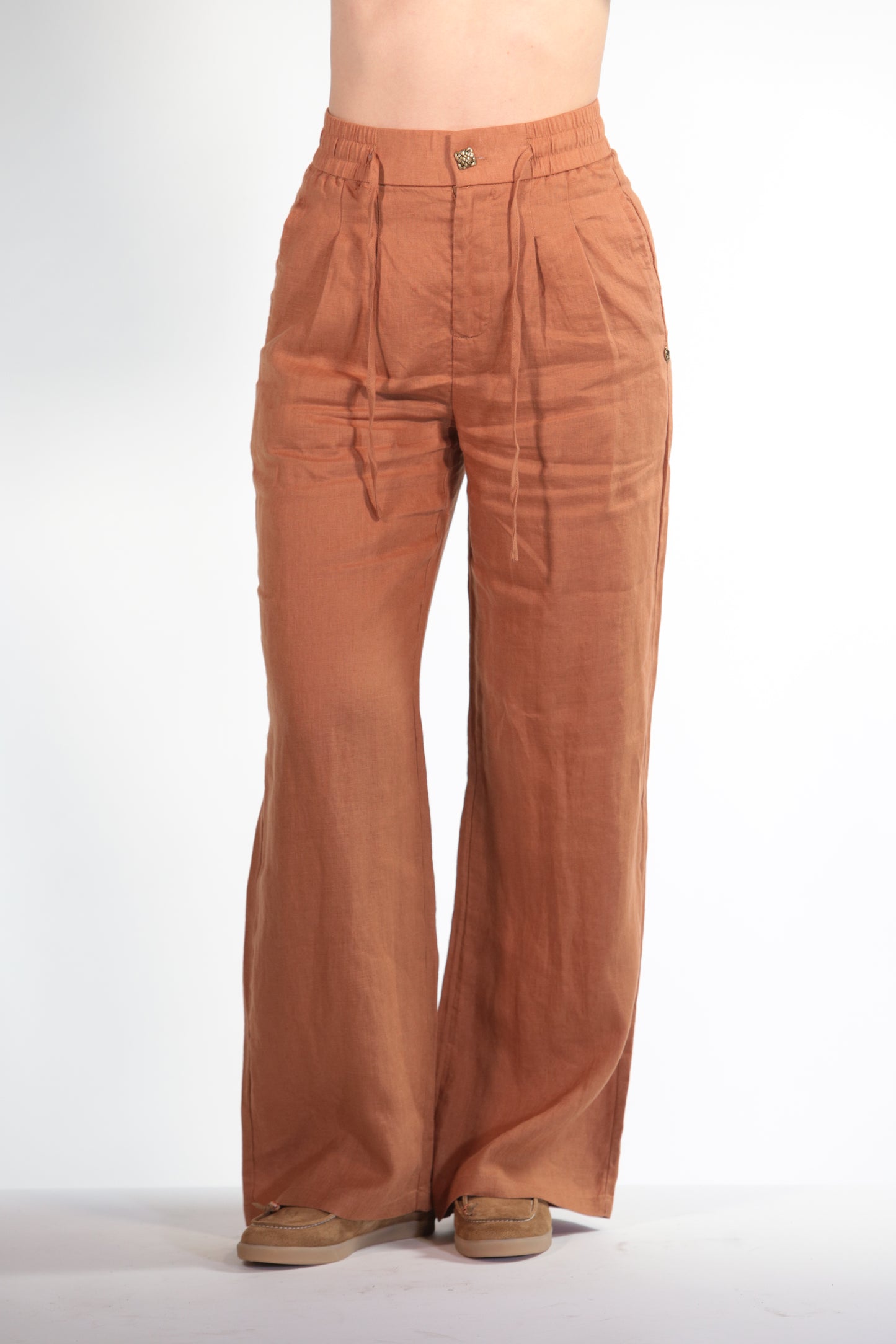 MARIKA PANTALACCIO IN PURO LINO ORANGE