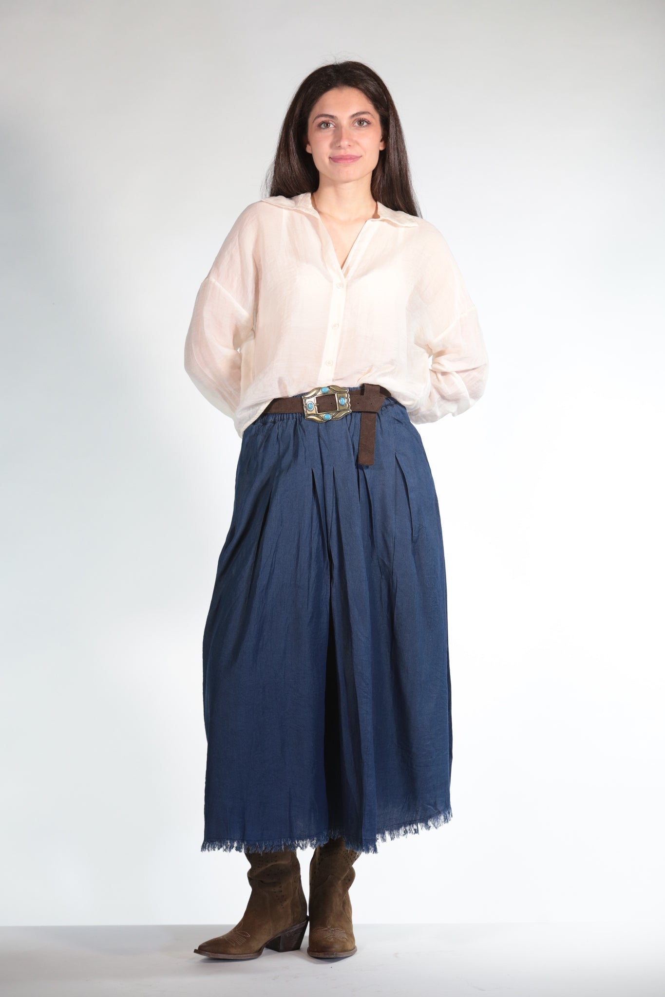LILY GONNA MIDI CHAMBRAY