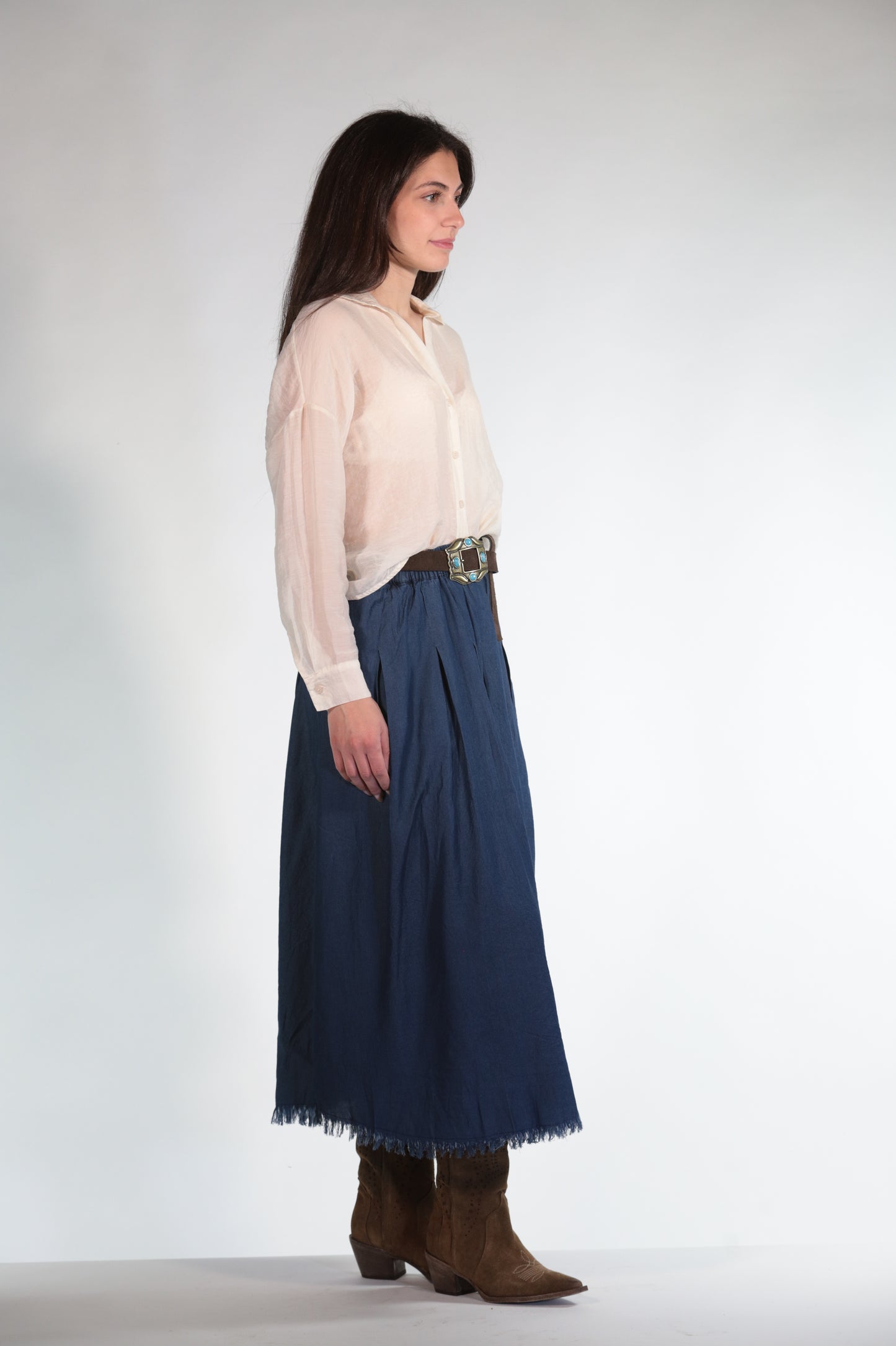 LILY GONNA MIDI CHAMBRAY