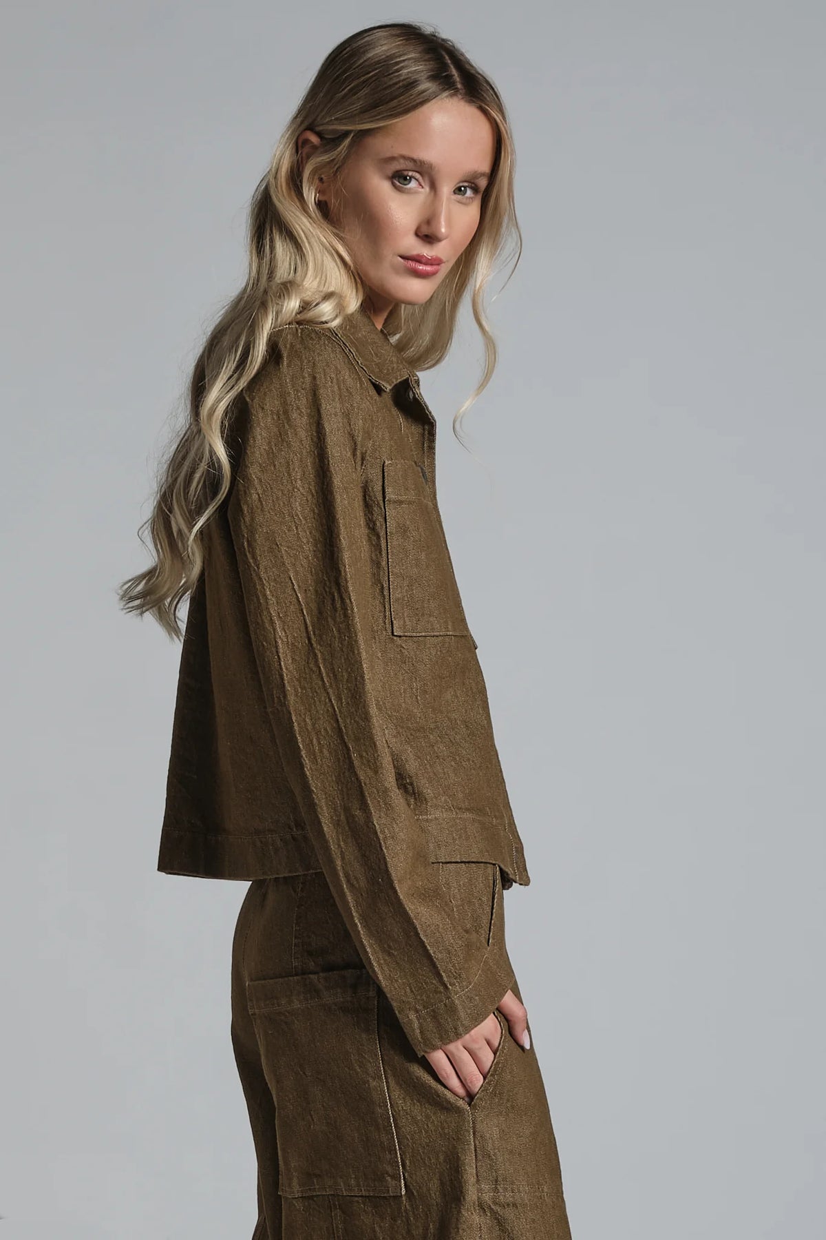 JASH JACKET IN TWILL STRETCH BROWN