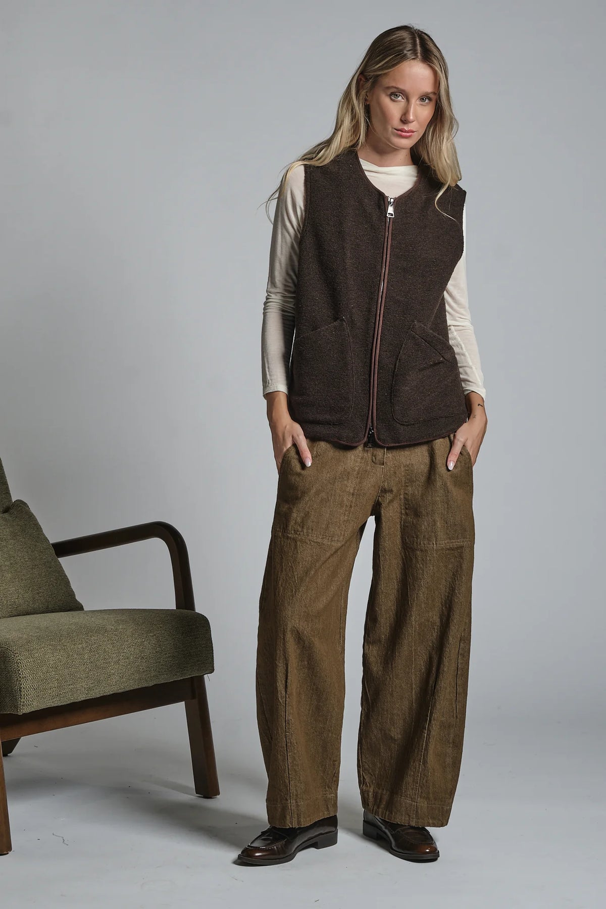 ARIANNE GILET IN LANA COTTA BROWN