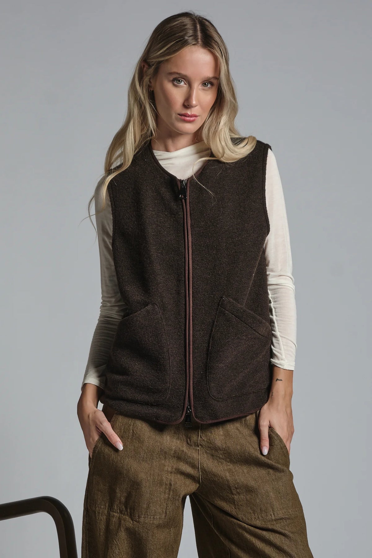 ARIANNE GILET IN LANA COTTA BROWN