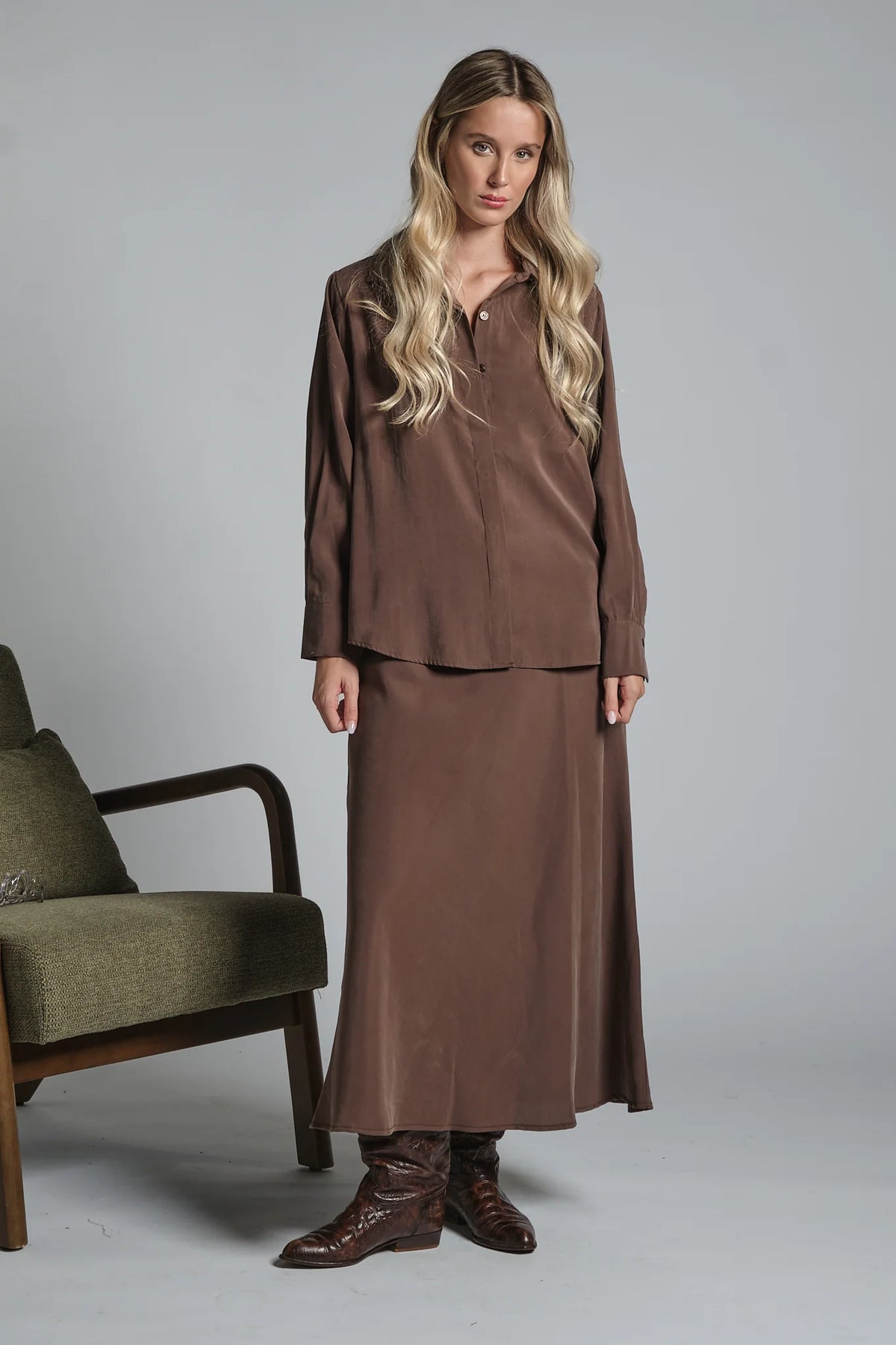 IMPURE MYRA CAMICIA IN MODAL CHOCCOLATE