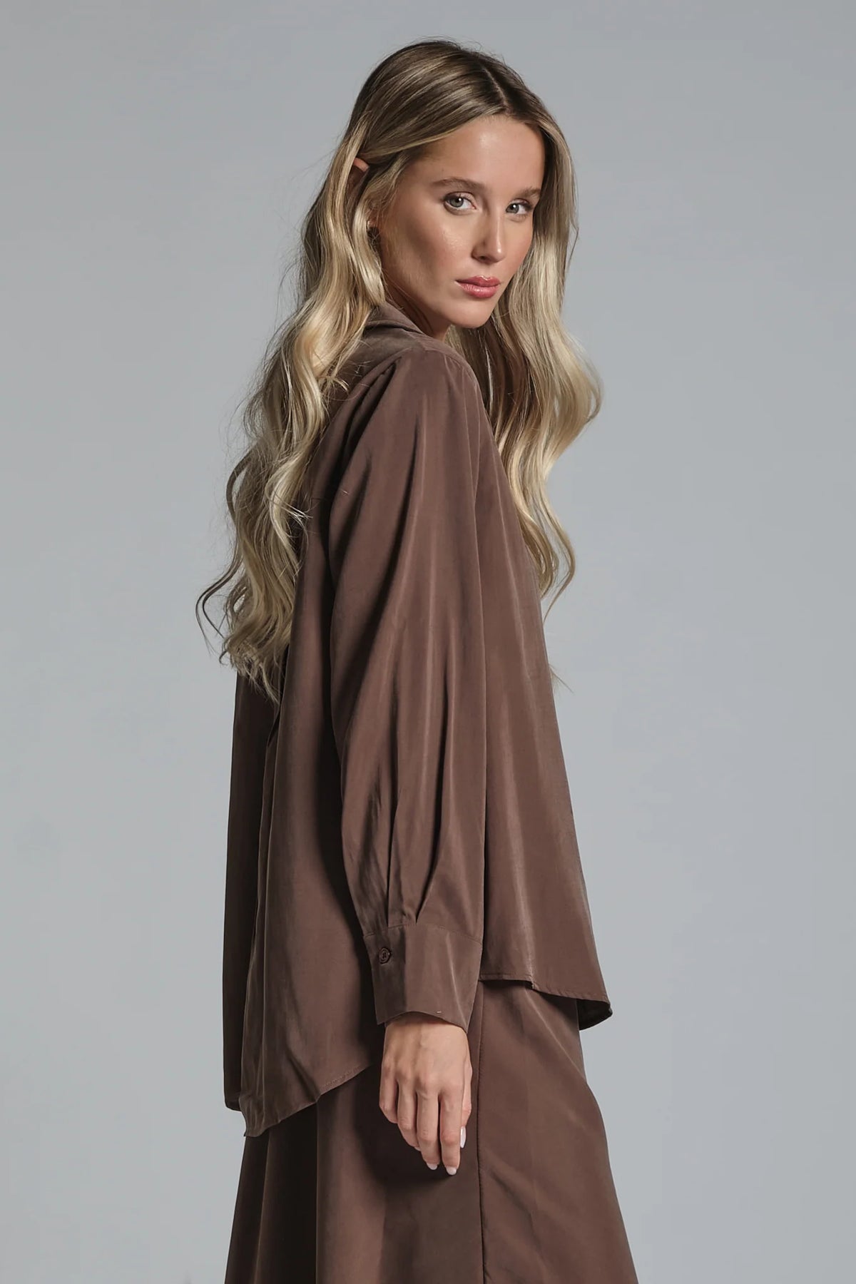 IMPURE MYRA CAMICIA IN MODAL CHOCCOLATE