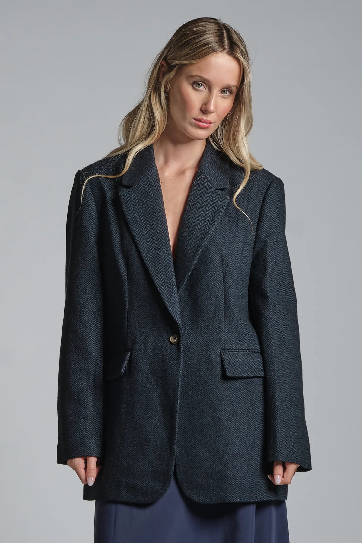 JULIA BLAZER MONOPETTO IN LANA NAVY