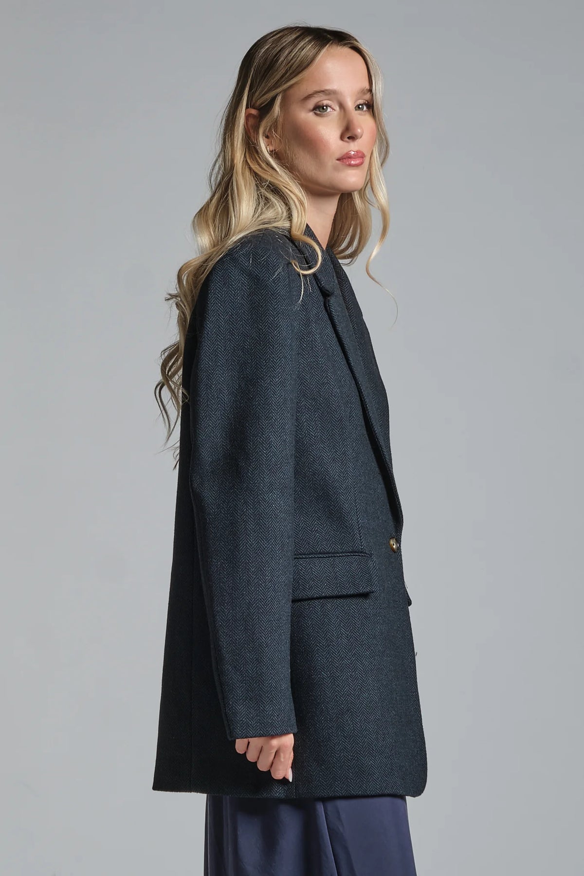 JULIA BLAZER MONOPETTO IN LANA NAVY