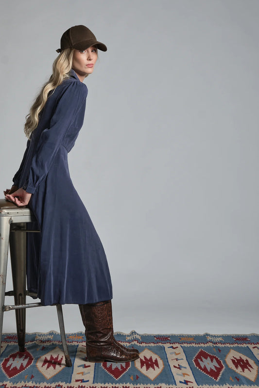 AMIRA ABITO MIDI IN MODAL NAVY