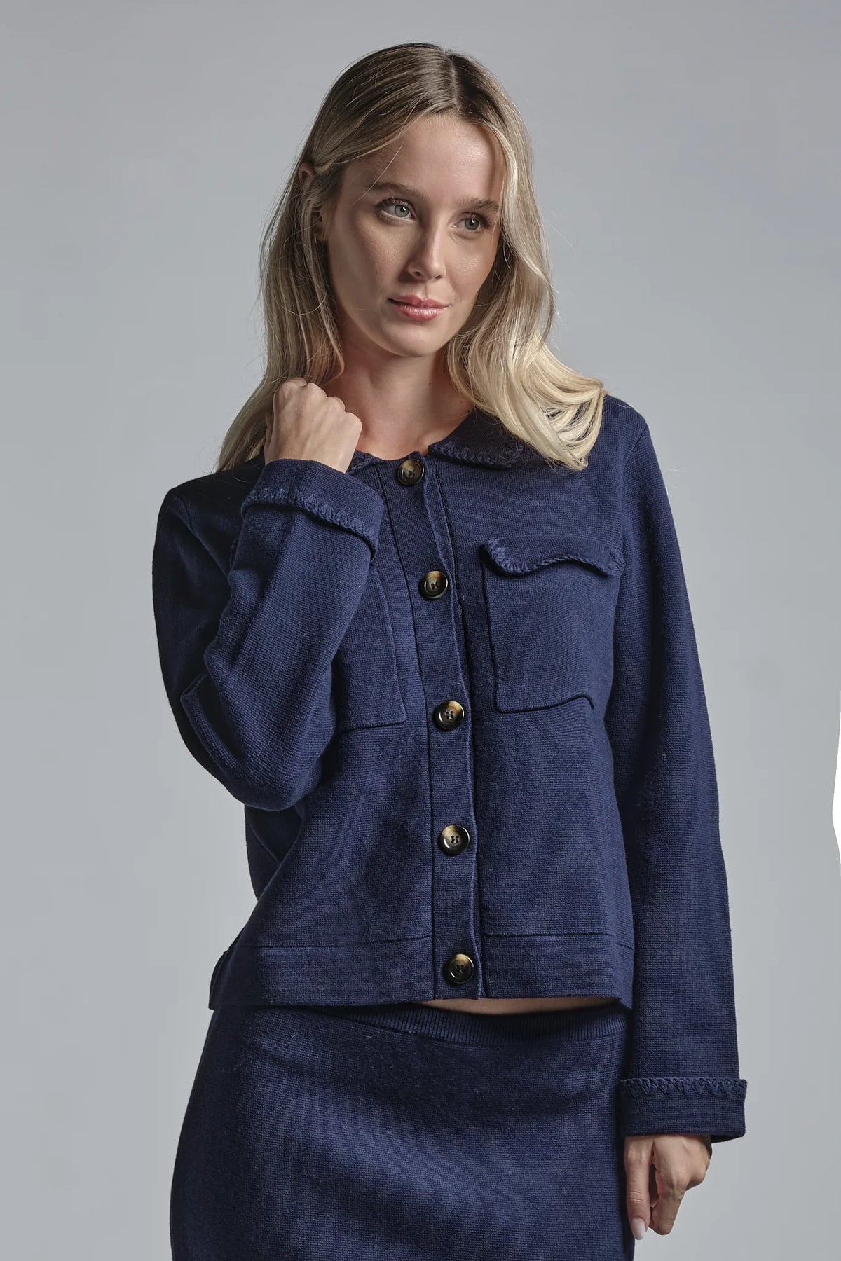 IMPURE GALET CARDIGAN IN MIX WOOL NAVY