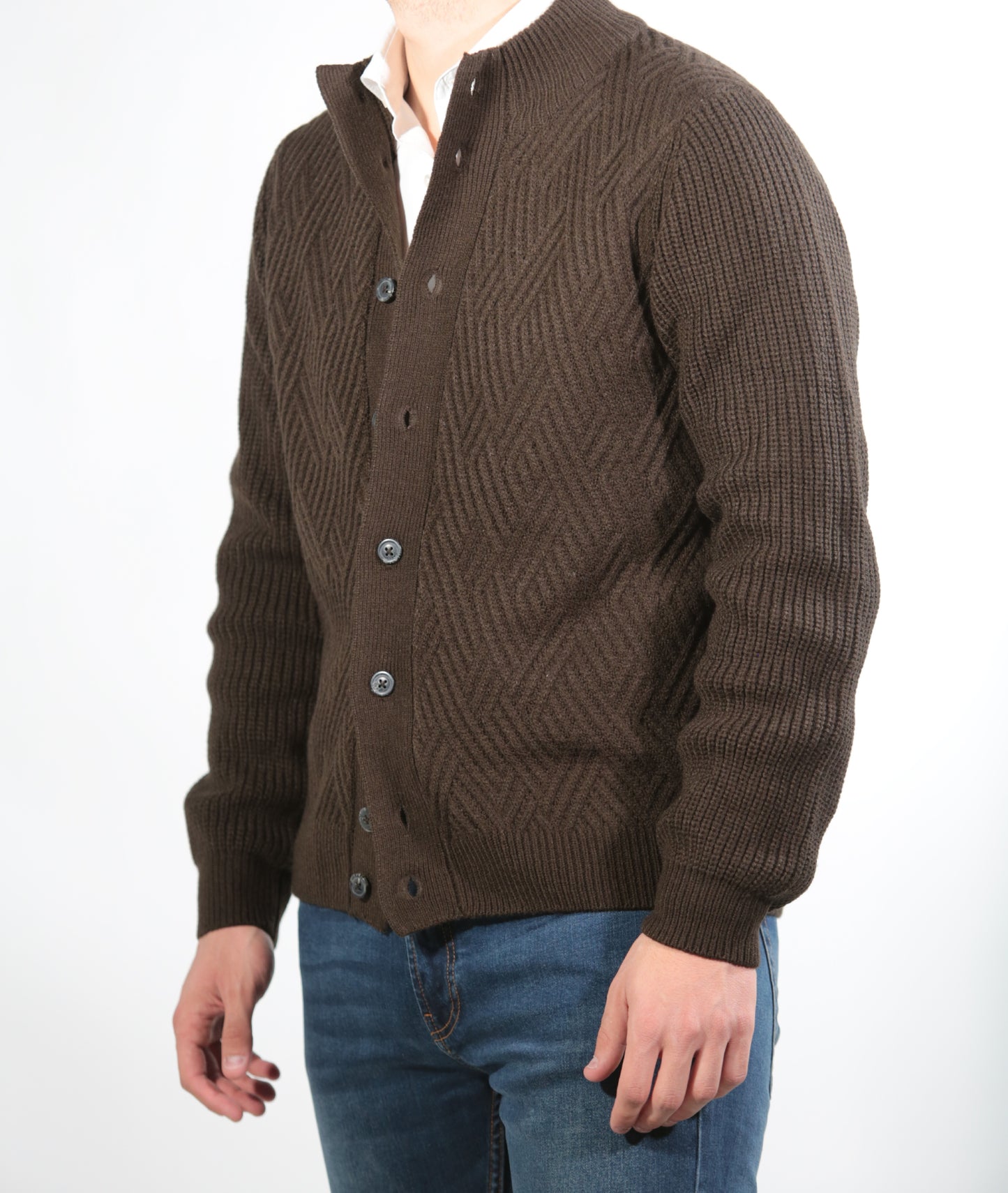 JACK GIUBBINO HERRINGBONE IN MERINOS  BROWN