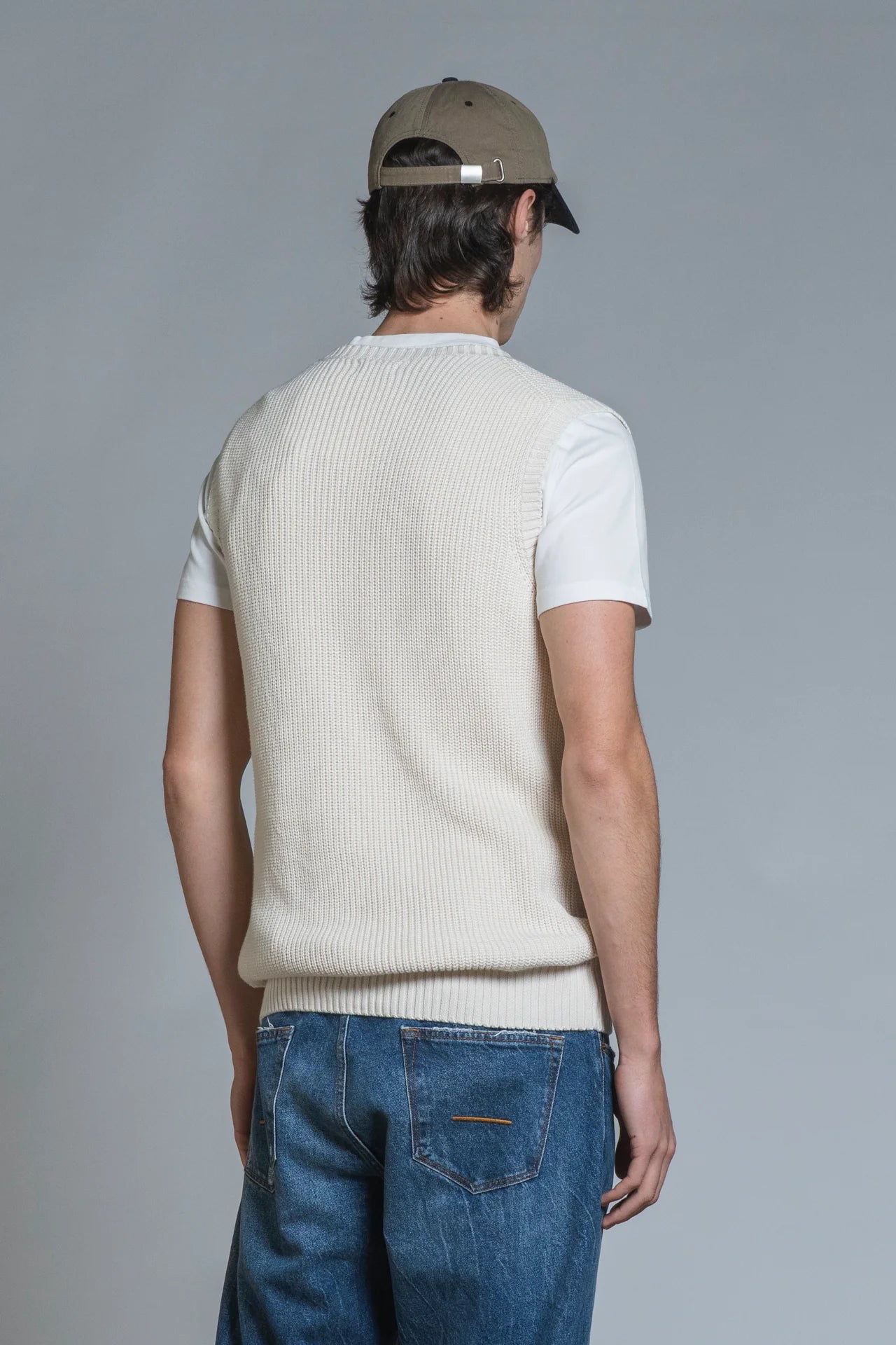 KEEGAN GILET IN COTON ECRU
