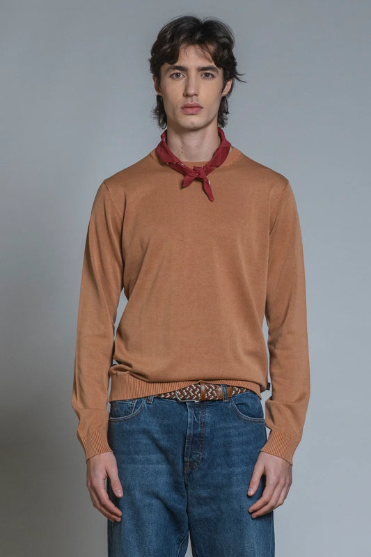 LORIS SWEATER ROUND NECK IN COTTON DARK OCRA