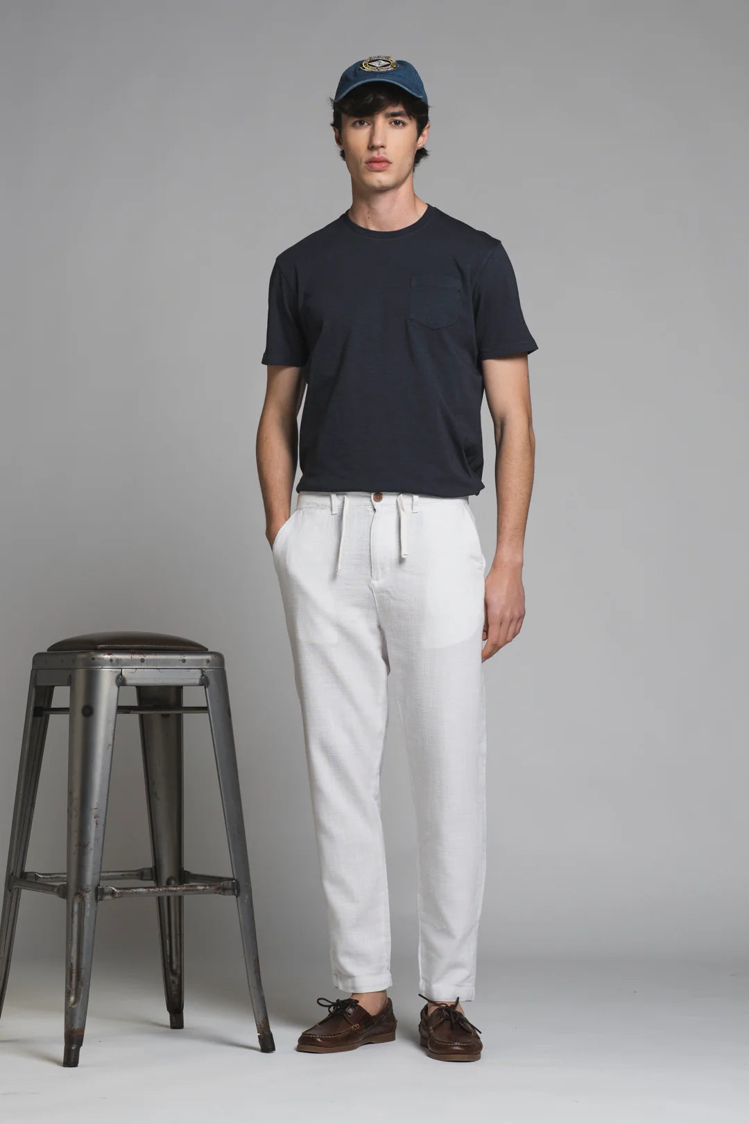 MILES PANTALACCIO IN COTONE DOBBY OFF-WHITE