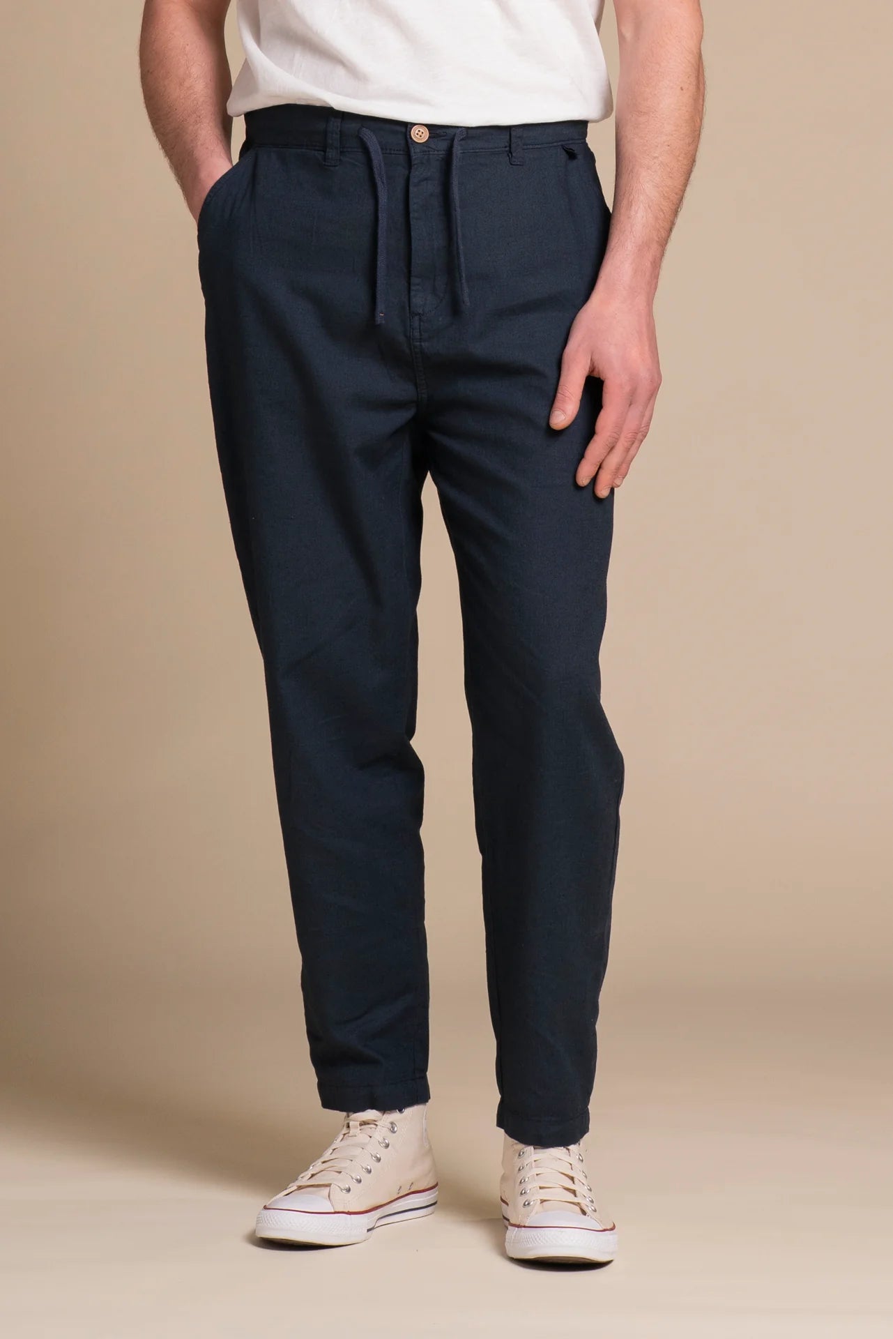 MILES CHINO LINO NAVY COMFORT FIT