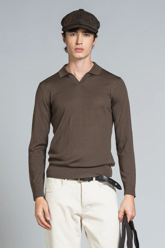 IMPURE NEIL POLO SKIPPER IN MERINOS CHOCCOLATE