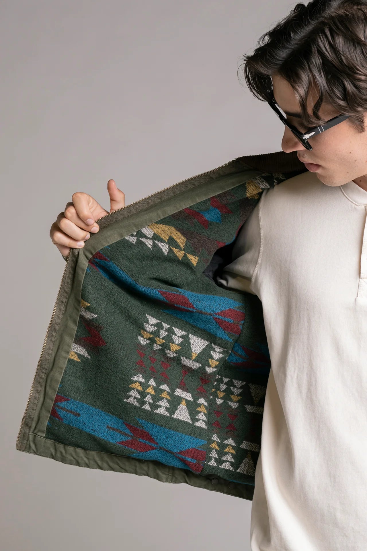 ORION SPITFIRE JACKET IN CANVAS MILITARY GREEN